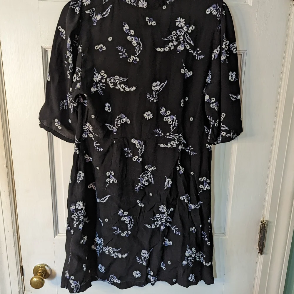 WHO WHAT WEAR Zipper Front Black Floral Print Dress XL - Picture 8 of 9